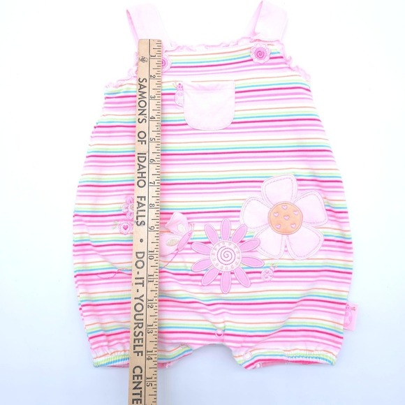 Vintage Minibasix Baby Girl Pink Floral Butterfly Sleeveless Jumper Romper 3M - Picture 5 of 6